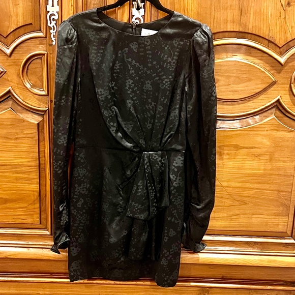 NWT SALONI Debbie Silk Mini Dress Long Sleeves Black Size 6 - Picture 3 of 10